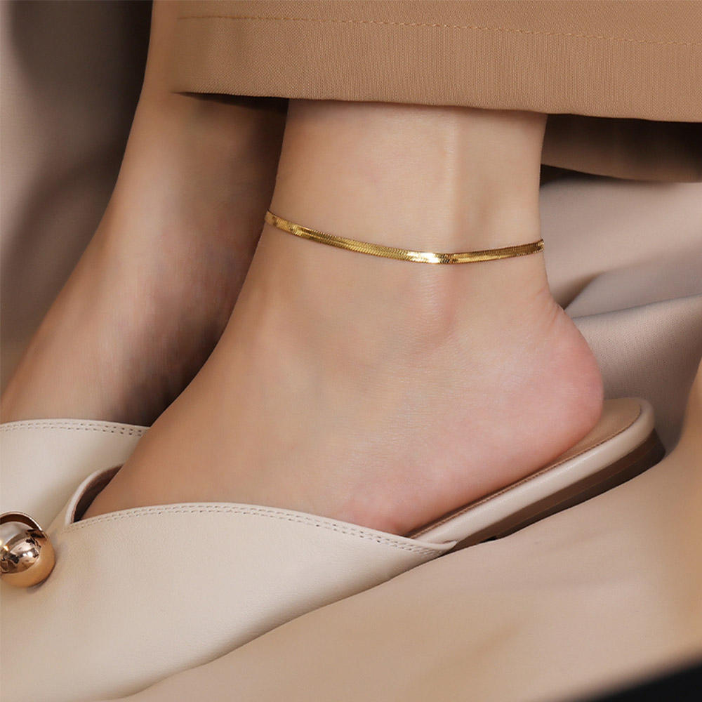 Snake Chain Anklet Gold Plated Stainless Steel