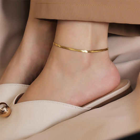 Snake Chain Anklet Gold Plated Stainless Steel