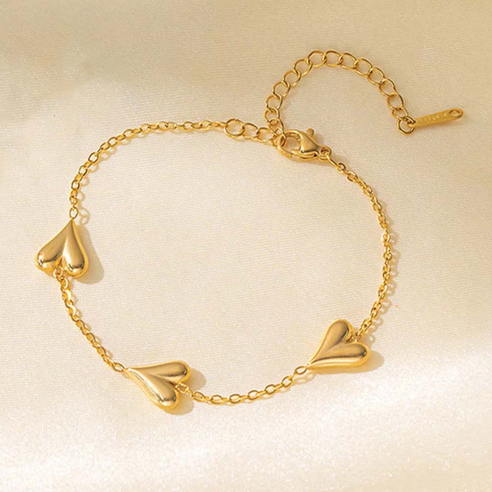 Stainless Steel Vintage Golden Heart Bracelet For Women