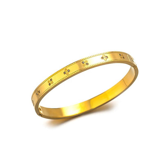 Stainless Steel Gold Four Leaf Clover Bracelet Woman Gold Plated Jewelry Bangle