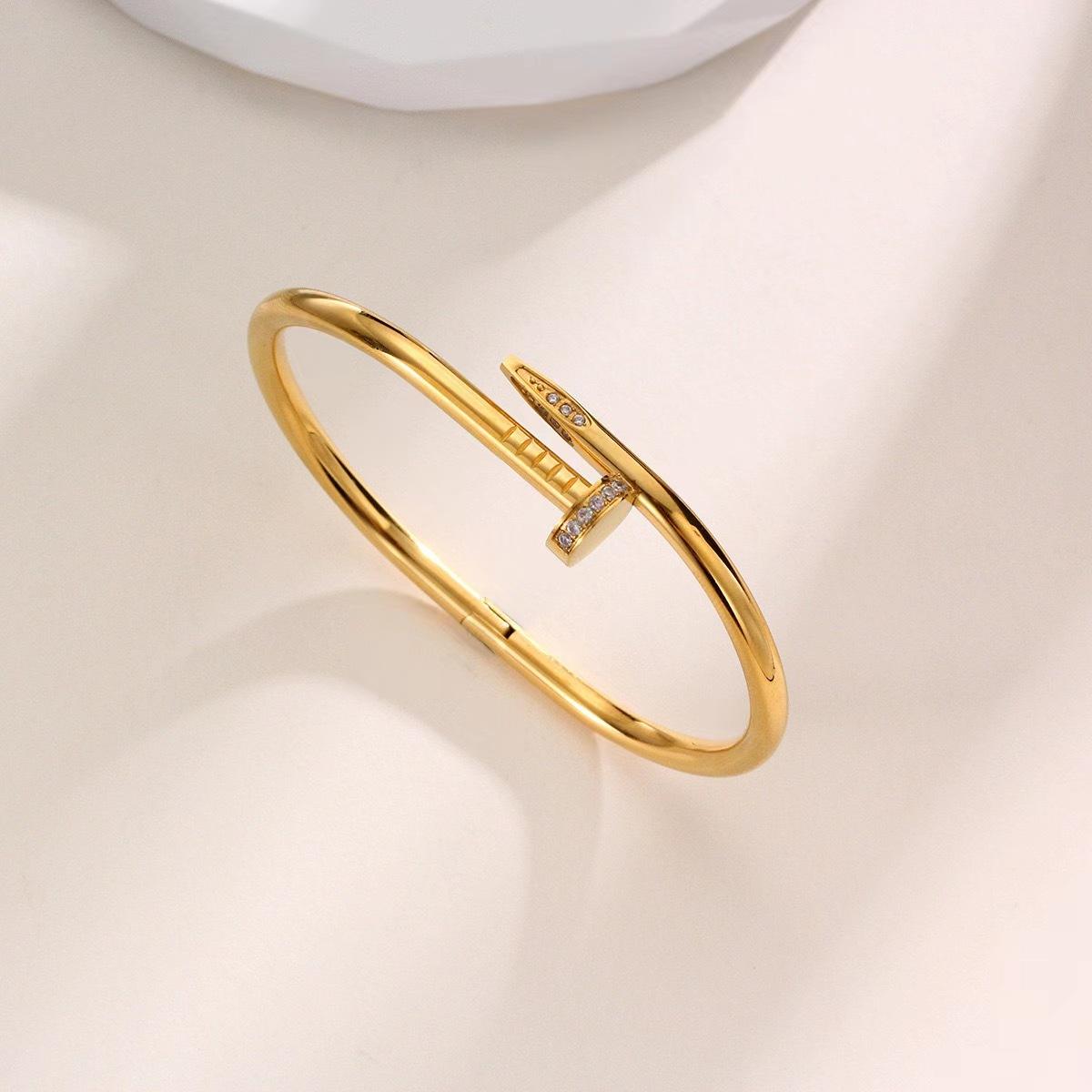 Stainless Steel Nail Bangle Couple Bracelet for Women Men