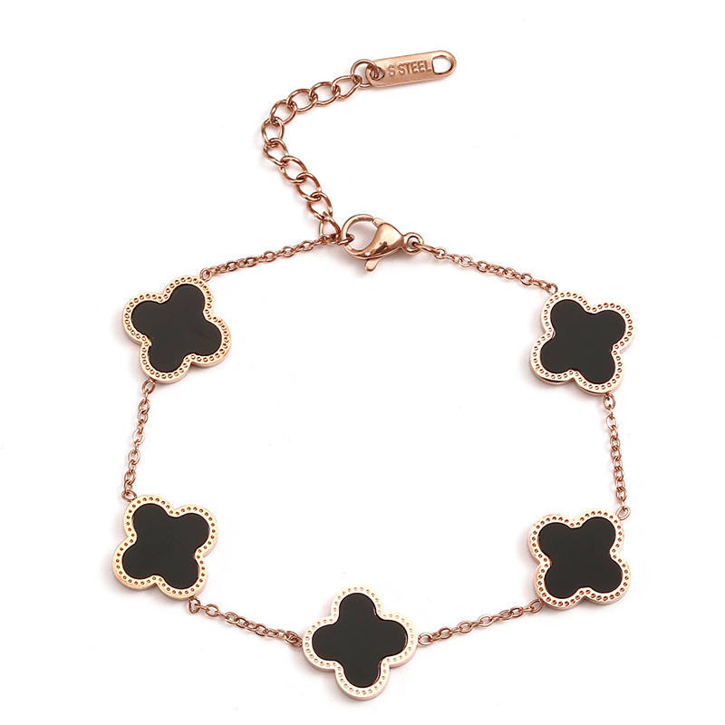 Rope and Clover Bracelets For Women Stainless Steel