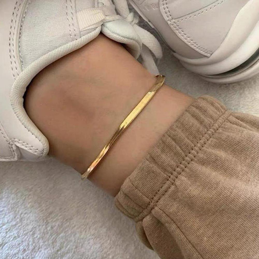 Snake Chain Anklet Gold Plated Stainless Steel