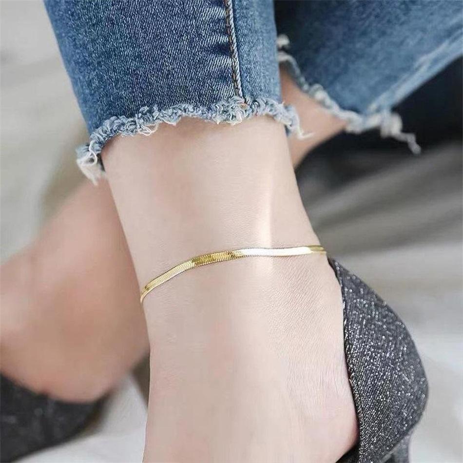 Snake Chain Anklet Gold Plated Stainless Steel