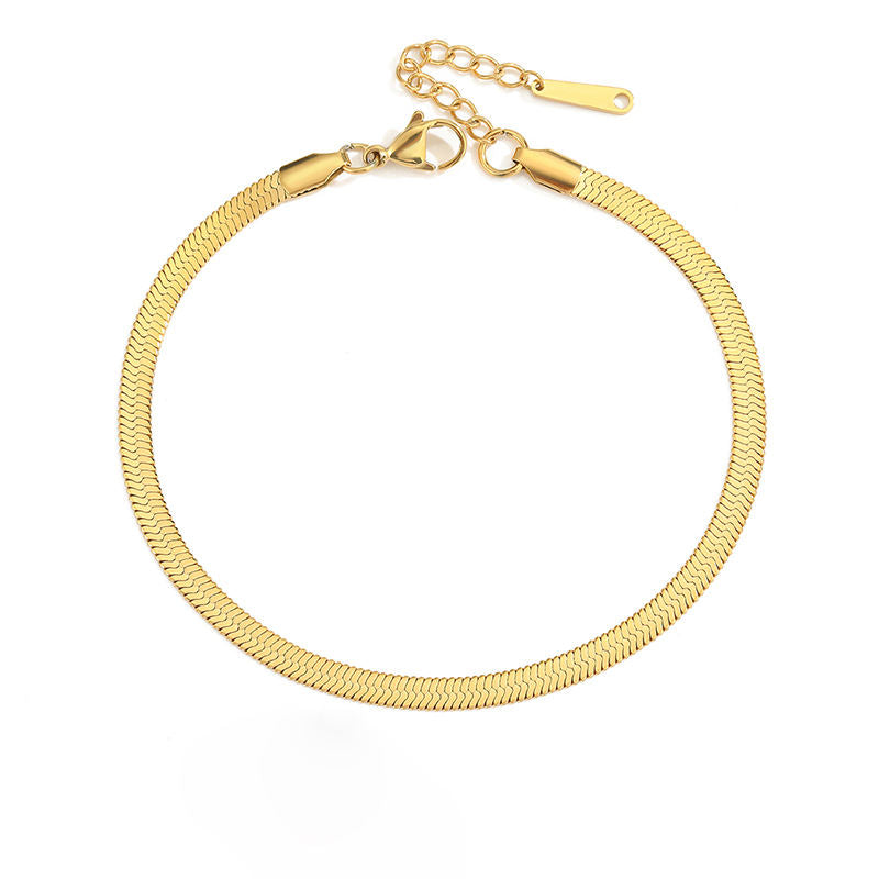 Snake Chain Anklet Gold Plated Stainless Steel