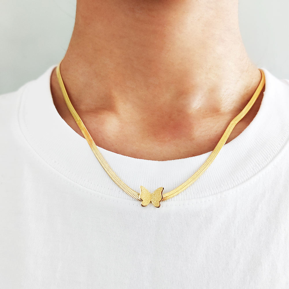 Butterfly snake chain necklace