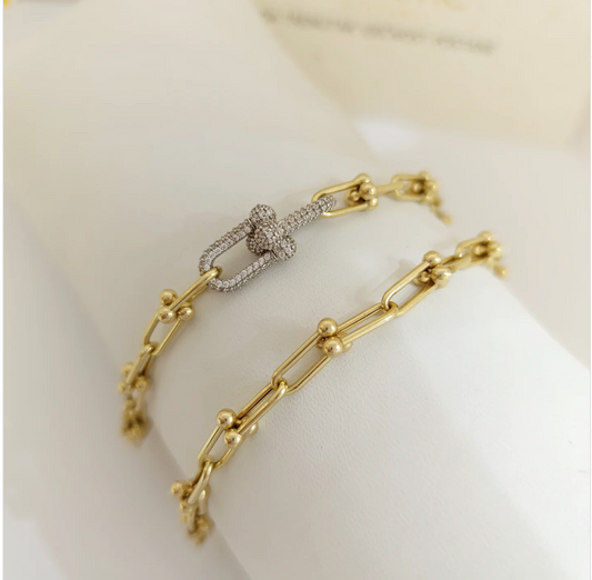 Tiffany HardWear Medium Link Bracelet in Yellow Gold with Diamonds