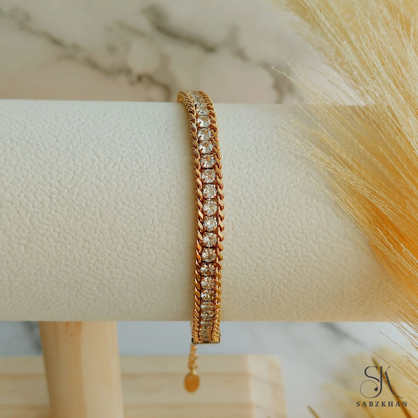 Zircon Braid Chain Bracelet- 18K Gold plated