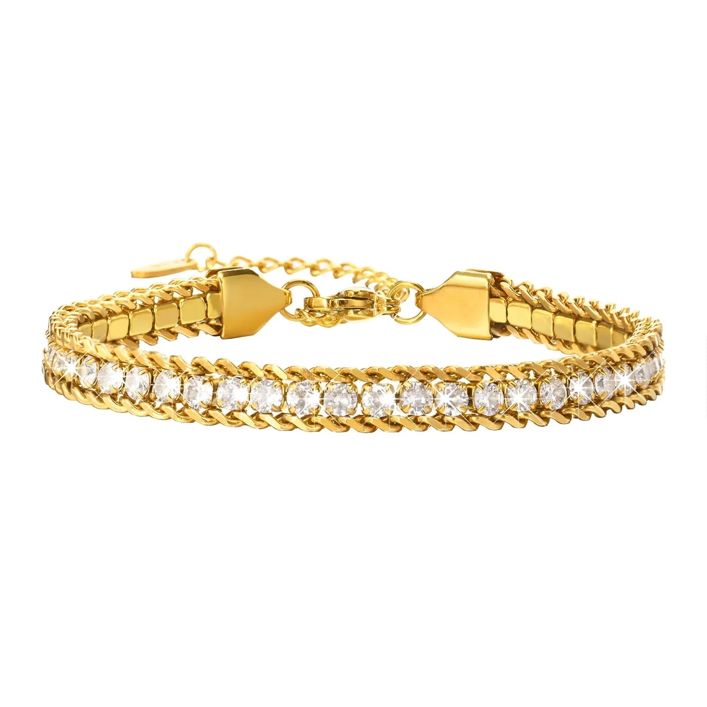 Zircon Braid Chain Bracelet- 18K Gold plated