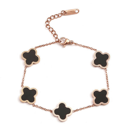 Rope and Clover Bracelets For Women Stainless Steel