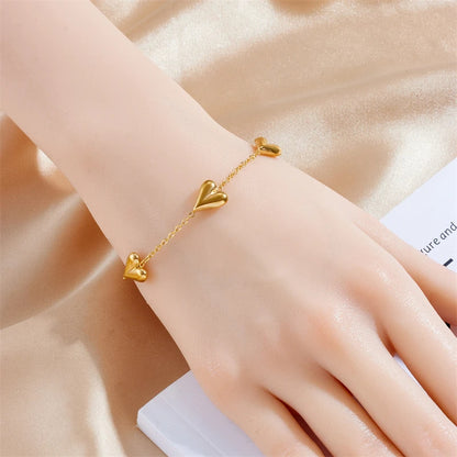 Stainless Steel Vintage Golden Heart Bracelet For Women