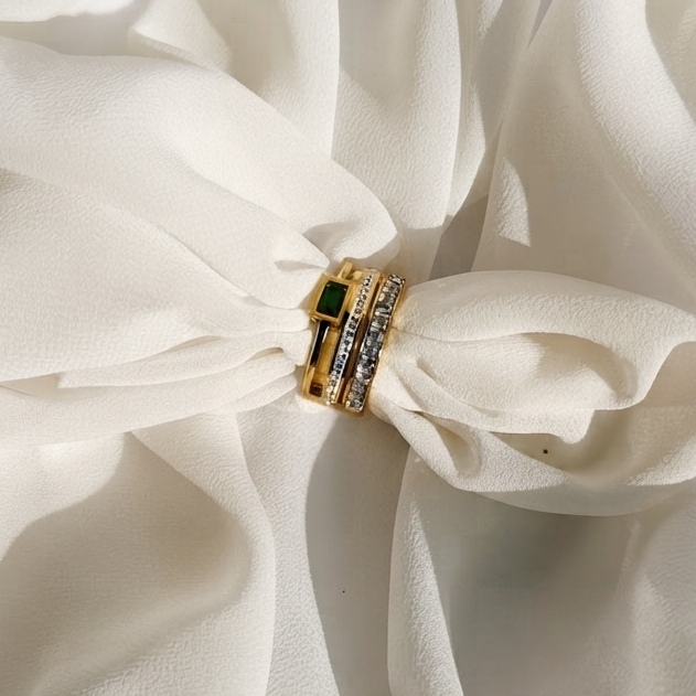 Emerald Trio Ring