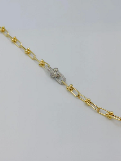 Tiffany HardWear Medium Link Bracelet in Yellow Gold with Diamonds