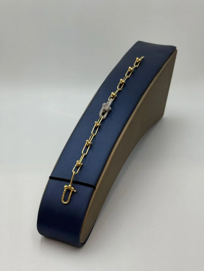 Tiffany HardWear Medium Link Bracelet in Yellow Gold with Diamonds