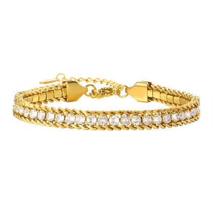 Zircon Braid Chain Bracelet- 18K Gold plated