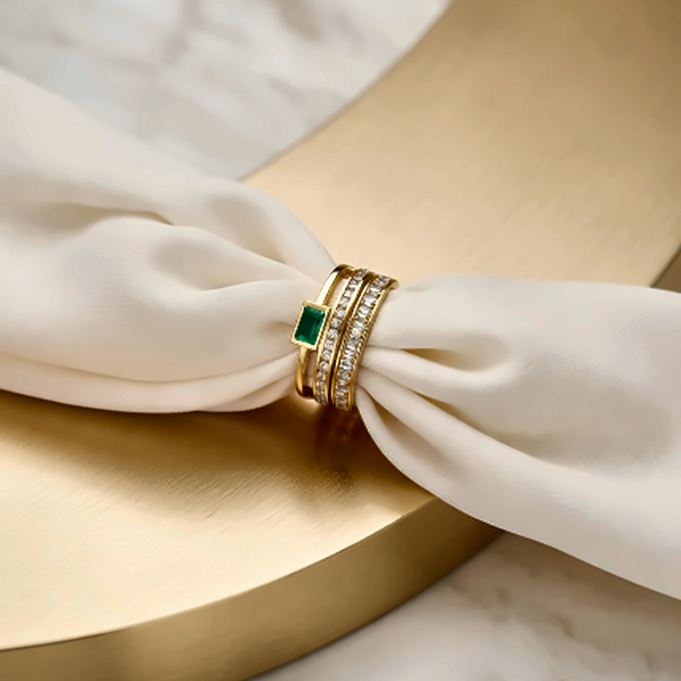 Emerald Trio Ring